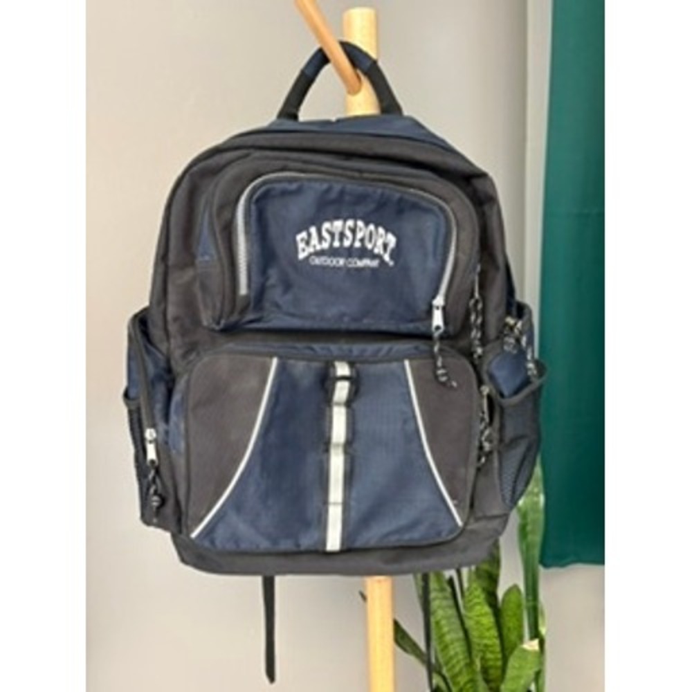 Eastsport Backpack Navy Blue Black Multi-Pocket School Bag Vintage Y2K
